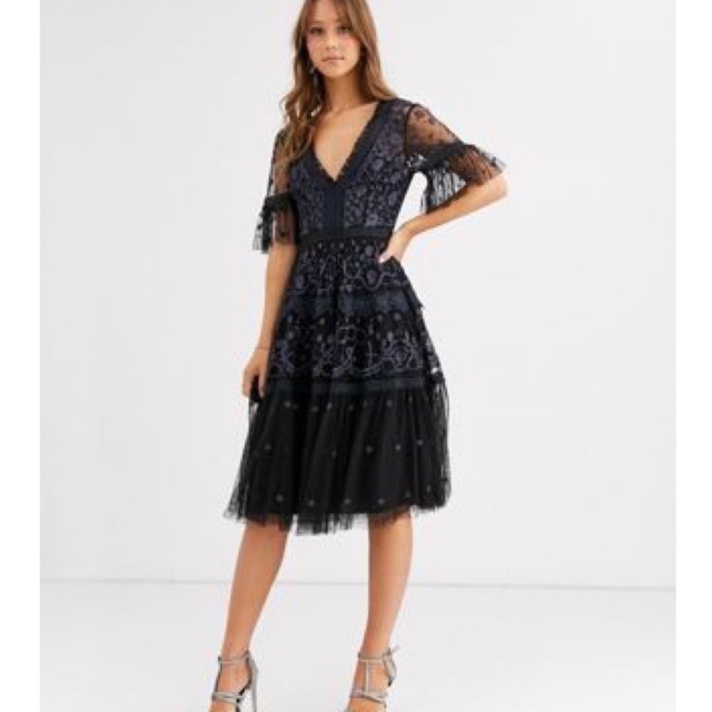 Needle & Thread embroidered lace midi dress